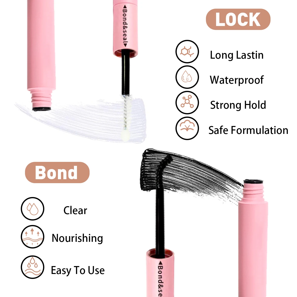 Wasserdichtes Wimpernverlängerungsset mit Pinsel und Pinzette, schwarzer, schnell trocknender Kleber, 72-Stunden-Halt, komfortables Applikatorwerkzeug