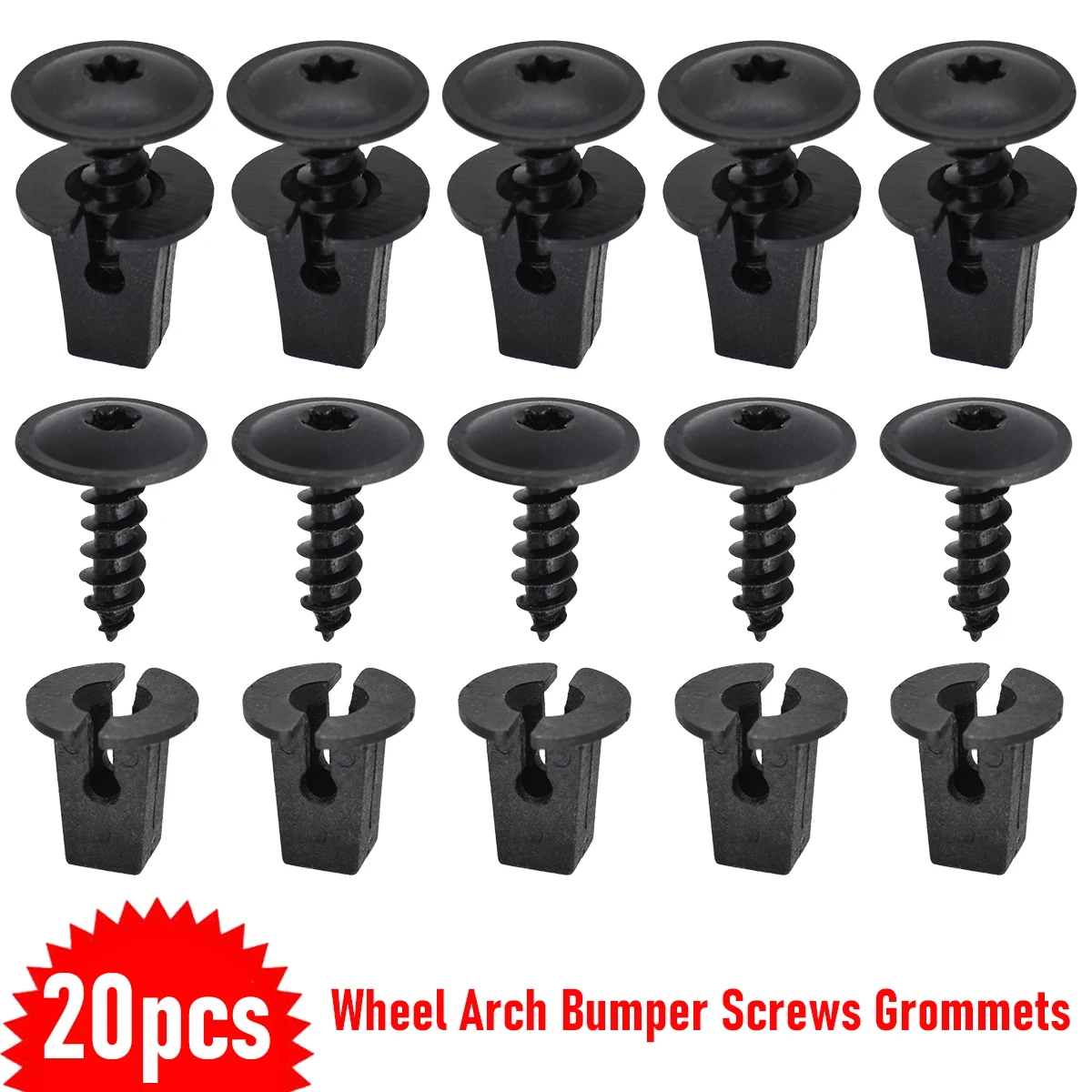 20Pcs For VW Golf Audi Seat Skoda Grille Bumper Skirt Torx Screw Bolt N90974701 Car Wheel Arch Lining Splashguard Clip 5 x 16 mm