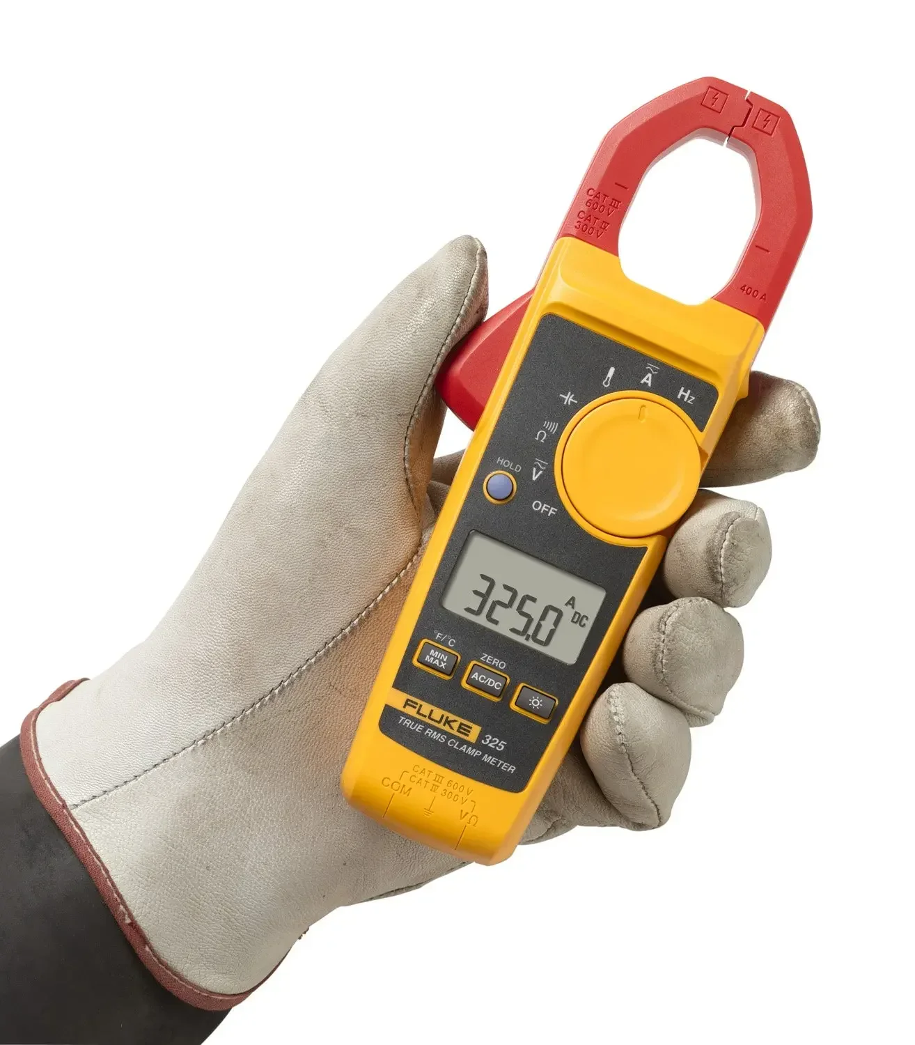 325 Clamp Multimeter Digital clamp meter measures ac current to 400 amp ac and dc voltage to 600v and resistance to 4 kilohms