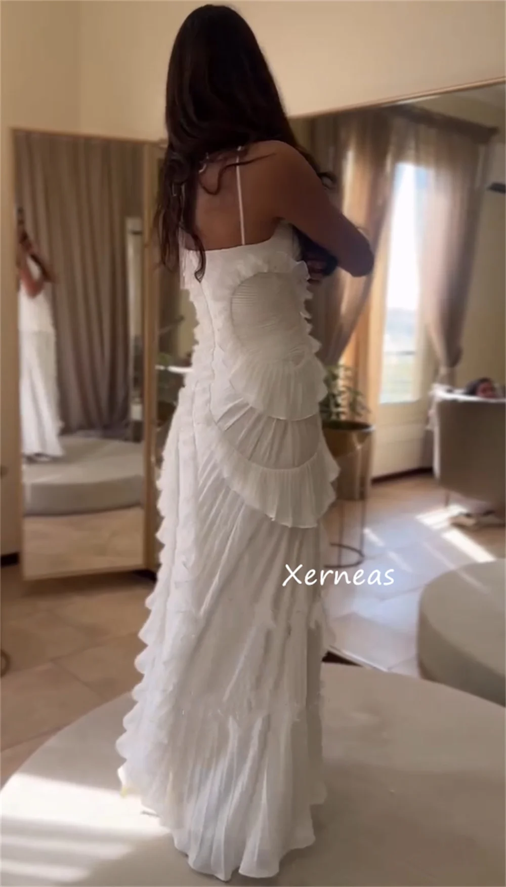 Maßgeschneiderte, exquisite Chiffon-Kleider mit Rüschen, A-Linie, Neckholder, lange Kleider, maßgeschneiderter Anlass, Quinceanera, passender chinesischer Stil