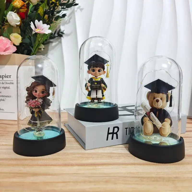 1Pcs Acrylic Graduation Figurine With Warm Light For Graduation Party Gift Souvenir Graduation LED Night Light