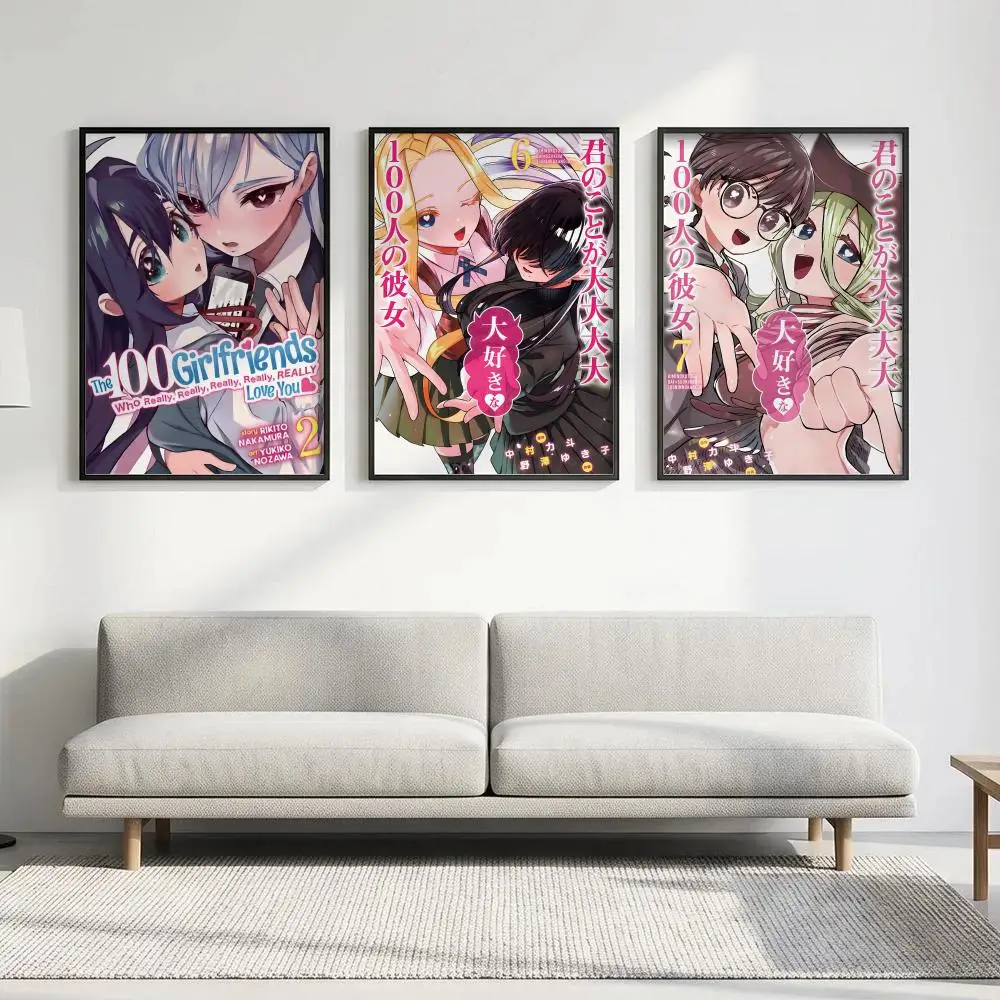 Anime The 100 Girlfriends Who Really Love You Poster HD art waterproof sticky wall home decoration aesthetic