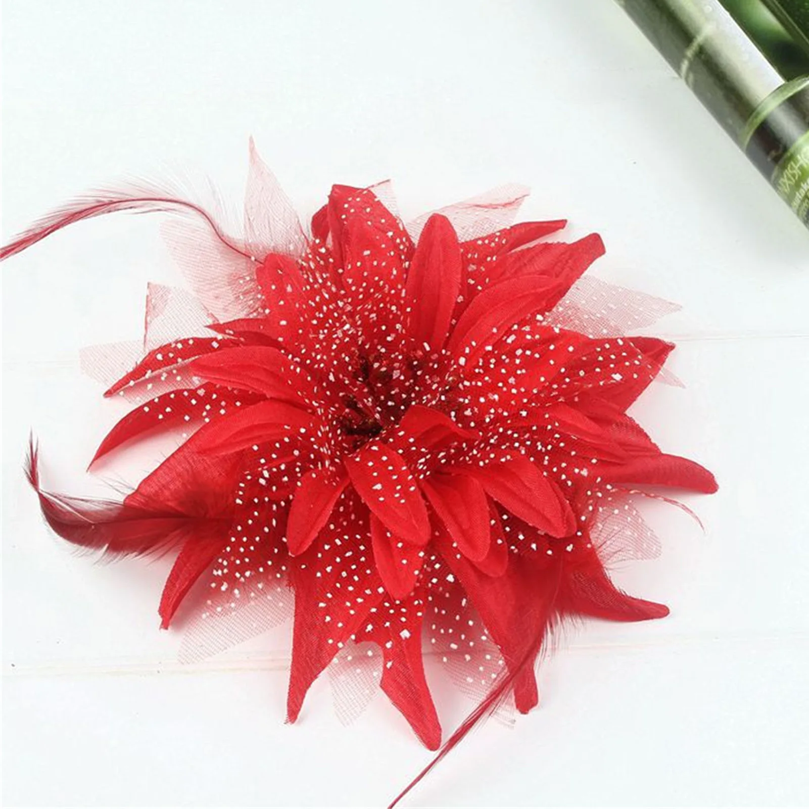 Woman Lily Flower Side Hair Clips Children Performing Feather Headflowers for Thick Curly Hair Styling Decorative