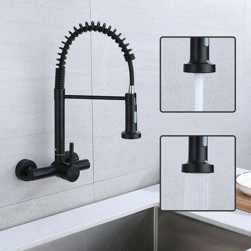 2 Mode Pull Down Stainless Steel Kitchen Faucet Wall Mounted Bathroom Kitchen Sink Washbasin Cold Hot Mixer 360 Degree Tap