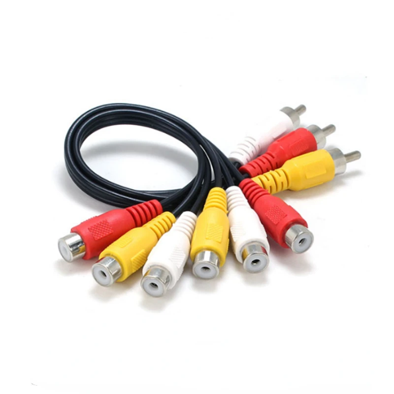 Audio TV DVD Video Adapter AV Cable RCA Split Cable Male To 2 Female 3 RCA Male To 6 RCA Female Plug Splitter 3RCA Adapter Cable