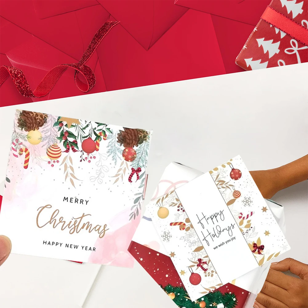 30pcs/Set Christmas Gift Cards Coated Paper Happy Holiday Greeting Cards Christmas Party Invitation For Friend And Family