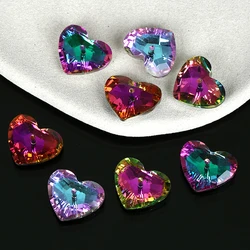 오스트리아 크리스탈 비즈 15x18mm, 하트 모양의 펜던트 비즈 쥬얼리 제작 팔찌 목걸이 귀걸이 DIY 쥬얼리 비즈, 12 개