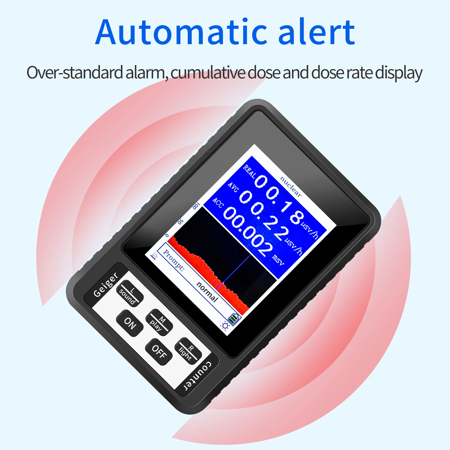 XR-1 Portable Nuclear Radiation Detector Geiger Counter Meter Radioactivity Ray X-Ray γ-Ray β-Ray Radiation Tester Dosimeter