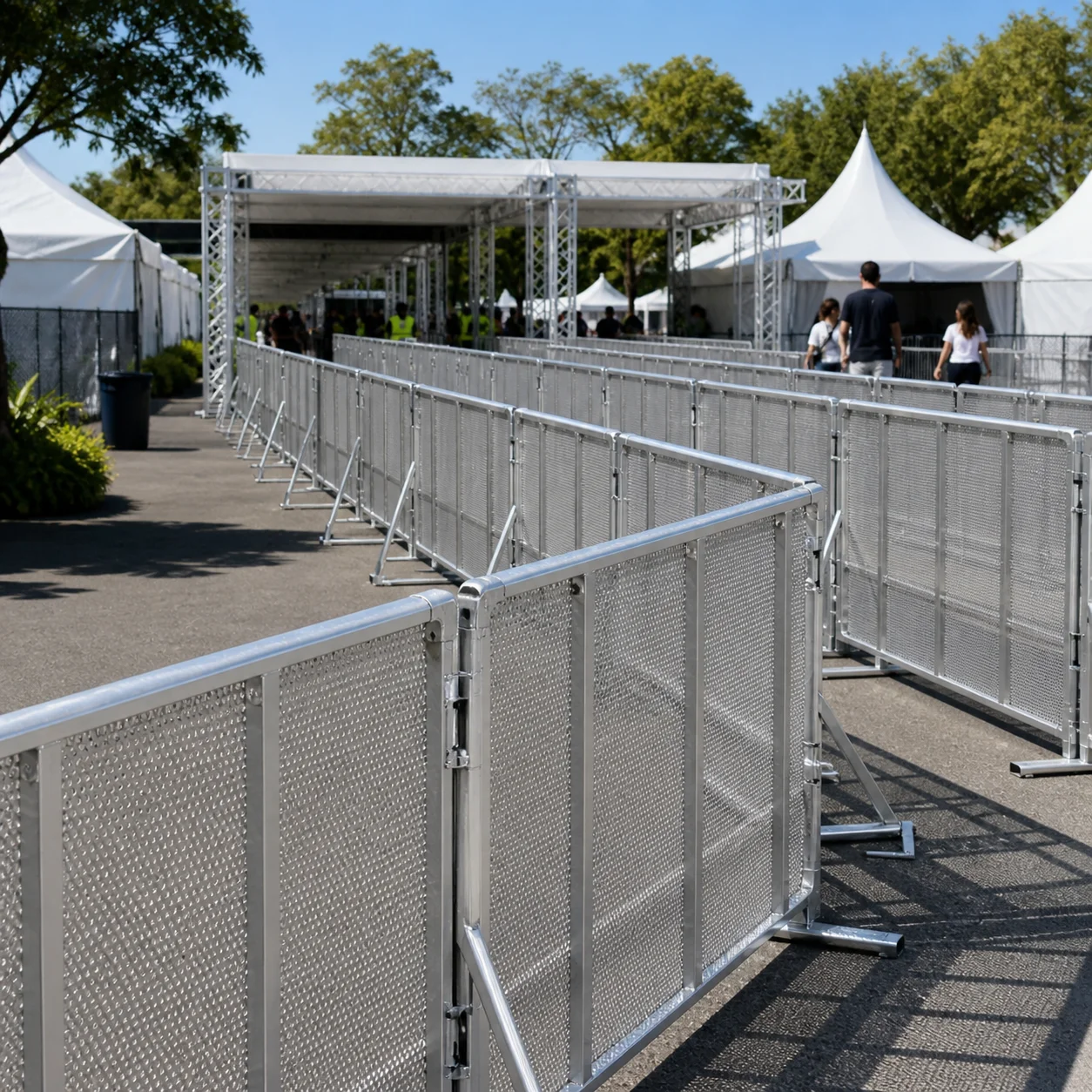【Premium Quality】Hot Dip Galvanized Crowd Control Barricade,Anti-Tip Pedestrian Barrier With Flat Base,Weather Resistant Mobile