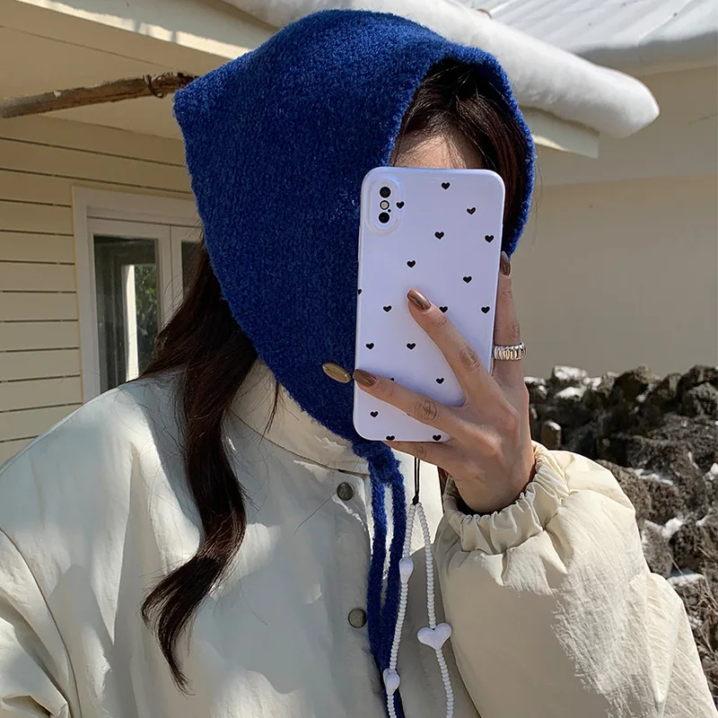 

Корейская модная многофункциональная вязаная треугольная повязка на голову для женщин, летняя и осенняя дорожная милая универсальная милая пуловерная шапка