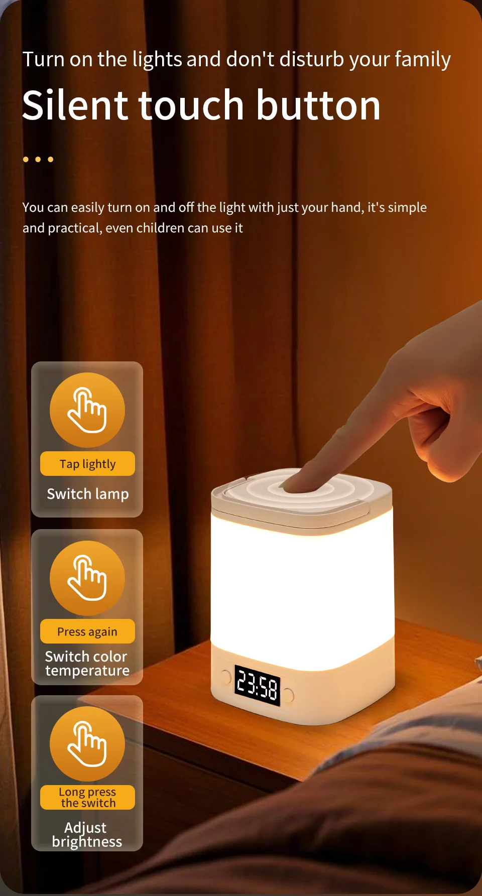 LED Night Light Bedside Rechargeable Desk Lamp Bedroom Baby Feeding Eye Protection Sleep Children's Room LightS Table Lamp