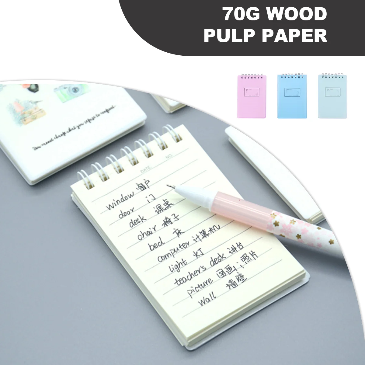 12Pcs Coil Notebook Portable Binder Ring Design Refillable Study Cards Memo Pads Mini Notepad Creative Stationery for School