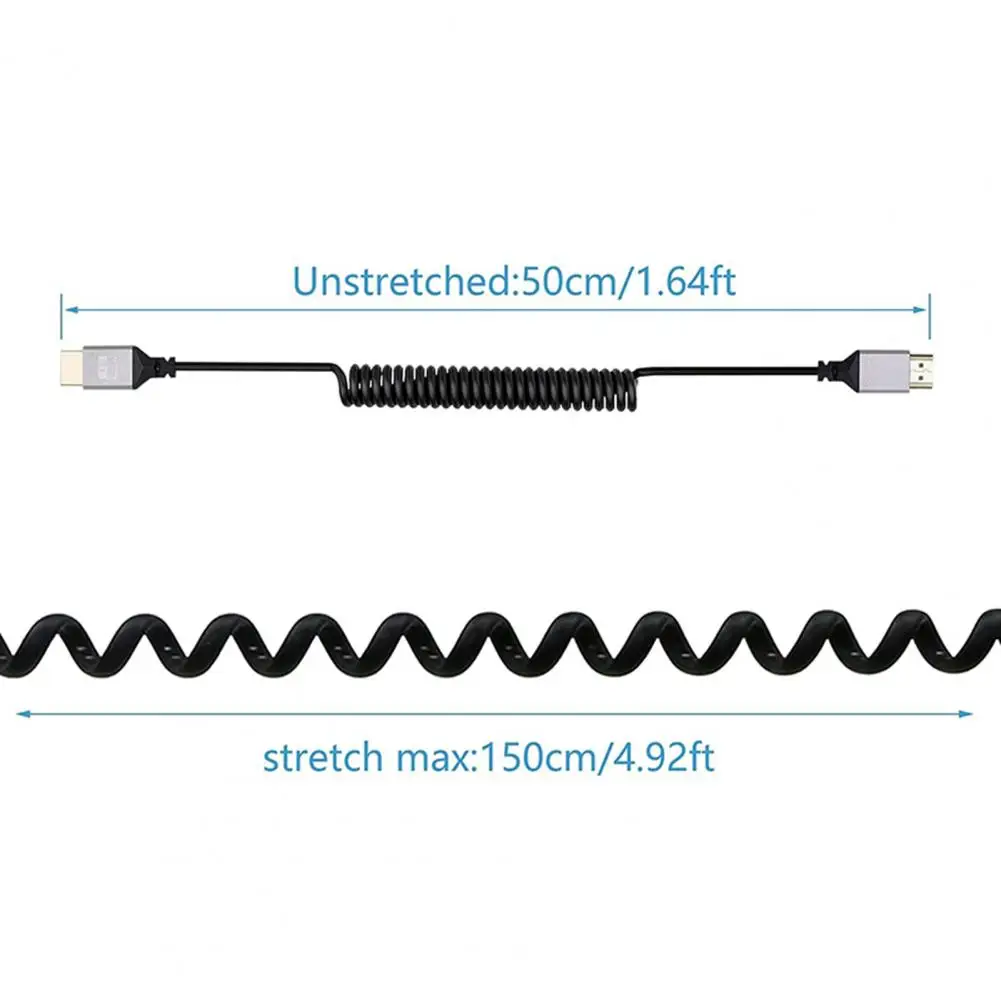 كابل قابل للسحب متوافق مع HDMI ، كابل حلزوني مرن ، تمديد عالمي ، ذكر إلى قابس ذكر ، غامرة ، 4K @ 60Hz