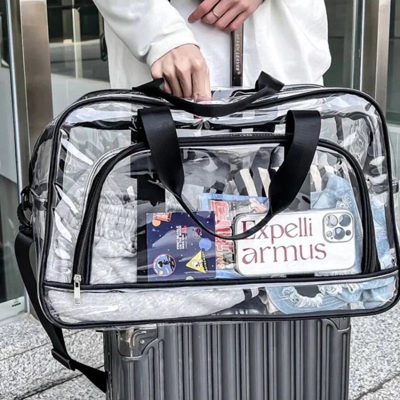 

Large Capacity Transparent Tote bag PVC Sports Fitness Storage Bag Stadium Approved Waterproof Handbag Short Trip Crossbody Bag