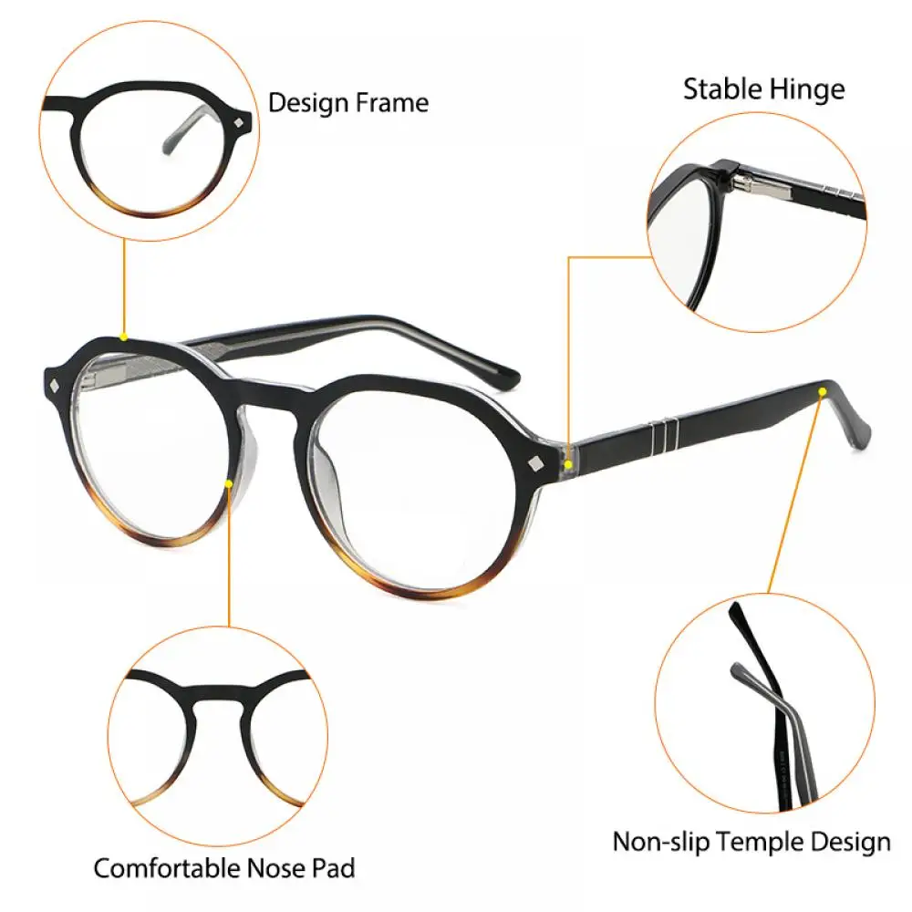 CATERSIDE Retro Herren Flache Leichte Brille Hochwertige PC Runde Anti-Blaulicht-Brille Damen Computer-Lese-Schutzbrille – Detail 4