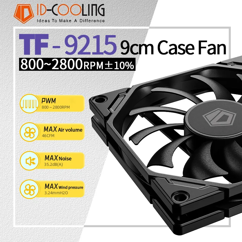 

ID Cooling TF-9215 Computer PC Case Fan 9cm 12V/4Pin PWM Thickness 15mm Slim Fan 90mm CPU Cooler Quiet Gamer DIY Cabinet 9015