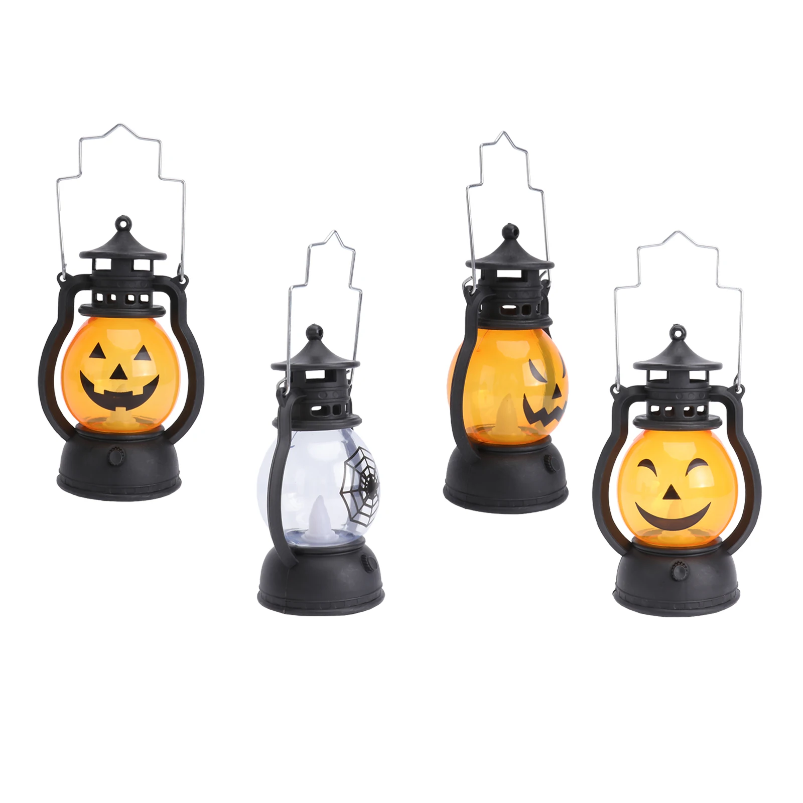

4pcs Pumpkin Lantern LED Night Light Retro Decor Vintage Style Halloween Party Gifts ABS Solar Lamp Outdoor Lighting