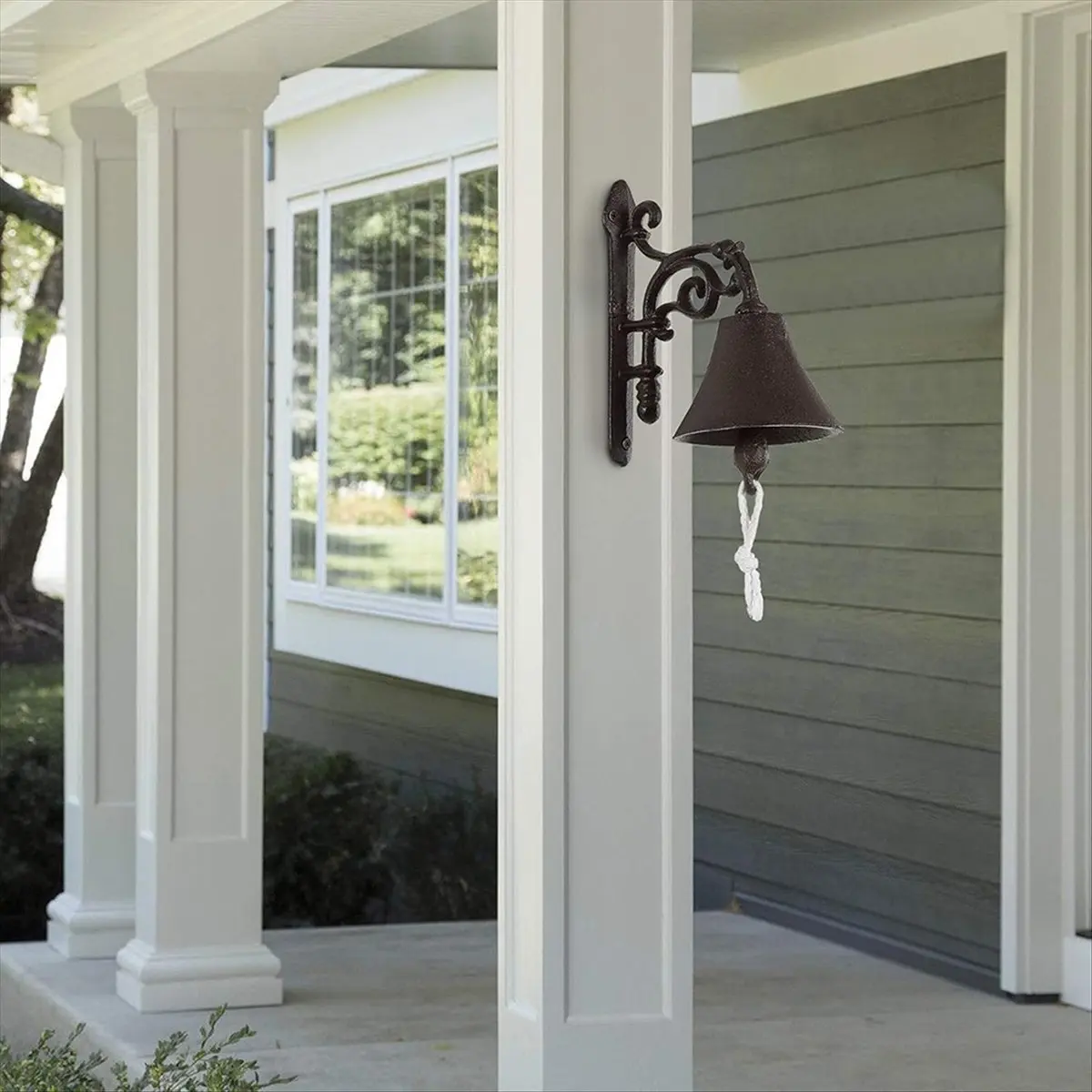 Fits for Outdoor Dinner Bell, Rustic Large Cast Iron Wall Mounted Metal Door Bell for Farm House Outside Decorative Accent Bells