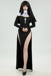 MEOWCOS  Women's Medieval Renaissance Nun Cosplay Costume  Accessory Victorian Apron and Ruffle Head Accessory for Halloween