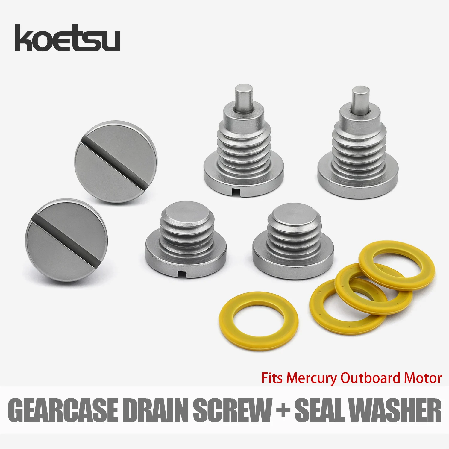KOETSU Magnetic Gearcase Drain Screw with Seal Washer Kit, Replacement for Mercury Outboard Motor Lower Unit