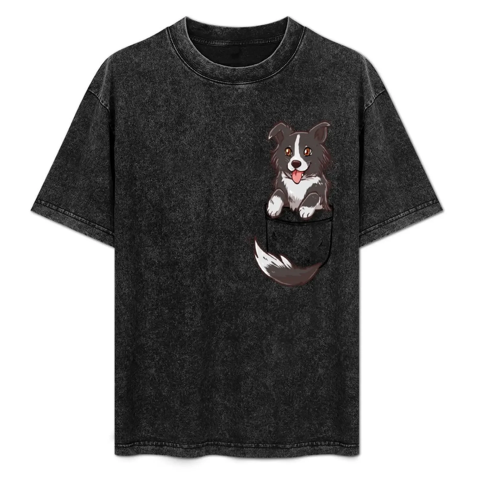 

Pocket Cute Border Collie Dog T-Shirt blanks blacks oversized tshirts personalised mens t shirts top quality