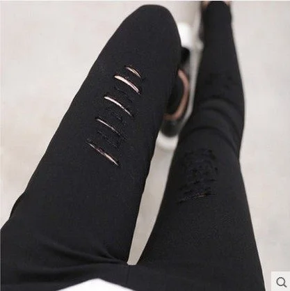 Spring 2026 Trendy Thin Women's Leggings Black Hole Punchy Nine Points Outerwear Versatile Student Slim Fit Bottoms Pants