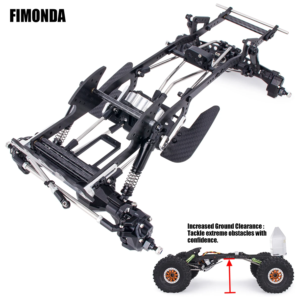 LCG Chassis Kit RC Performance Carbon with Gearbox & Shock Absorbers for 1/10 RC Crawler SCX10 & Capra Upgrade