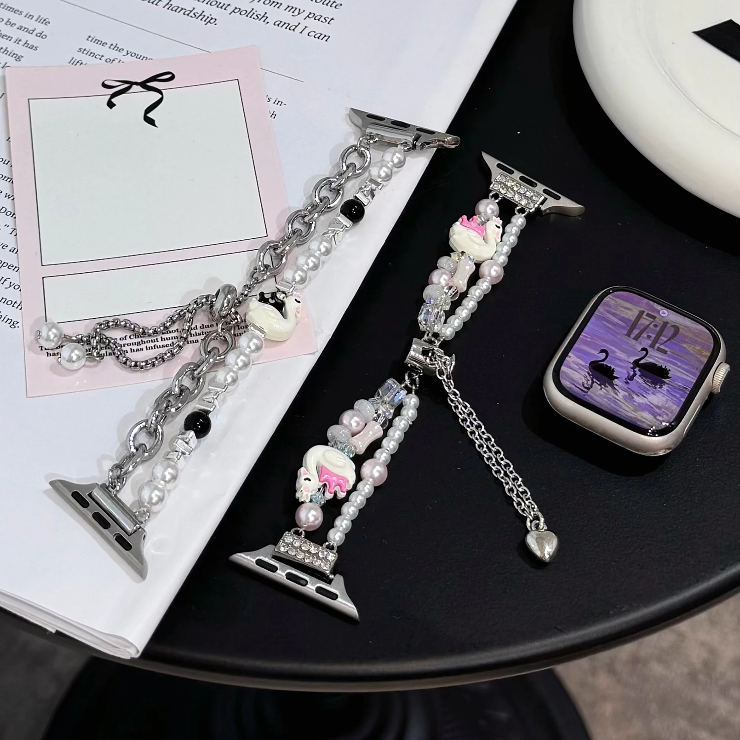 

Браслет Noble Swan Pearl для Apple Watch S10 42 мм 46 45 44 41-38 мм Элегантный женский ремешок для iWatch Ultra 49 мм 8/7/6/5/3