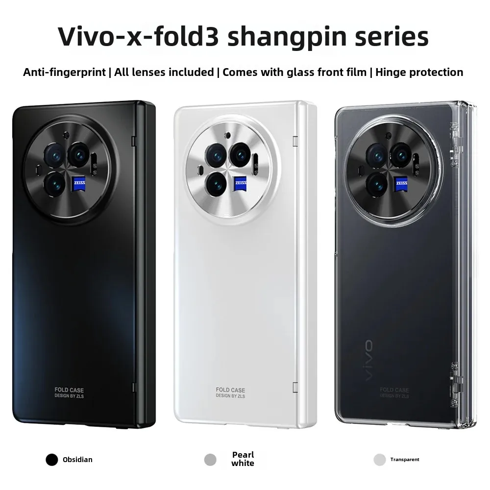 Fashion Solid Color Matte Clear Phone Case for VIVO X Fold 3 Pro Hinge Protection PC Hard Shell with Front Protective Film Cover