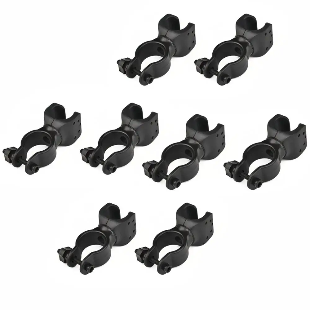 8PCS 360 Degree Rotation Bike Flashlight Mount Plastic Black Bike Flashlight Holder Lightweight Easy Installation