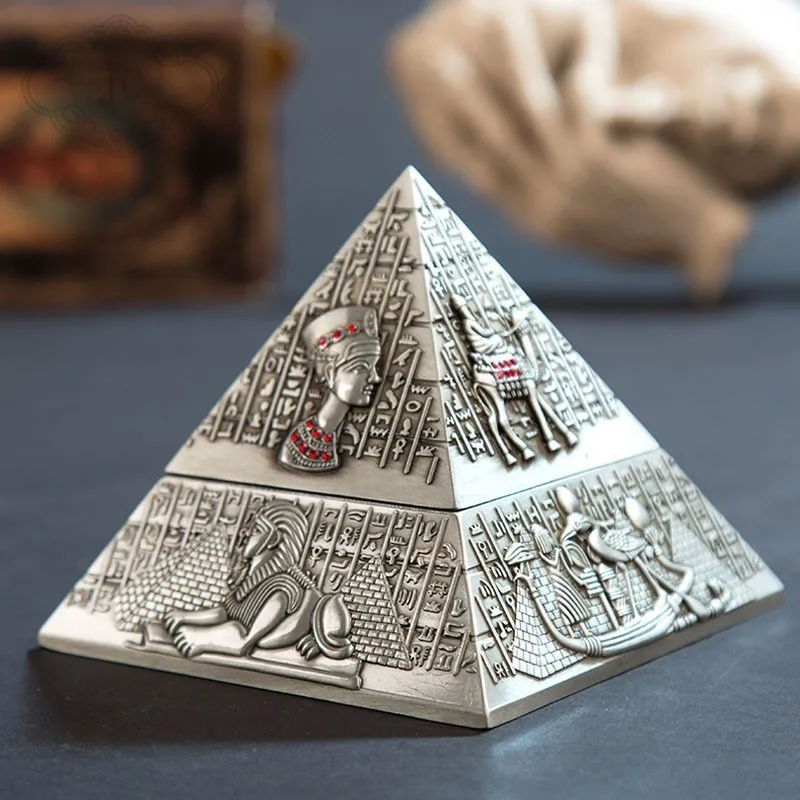 European Egypt Pharaoh Metal Pyramid Ashtray Club Hotel KTV Home Furnishing Practical Decoration