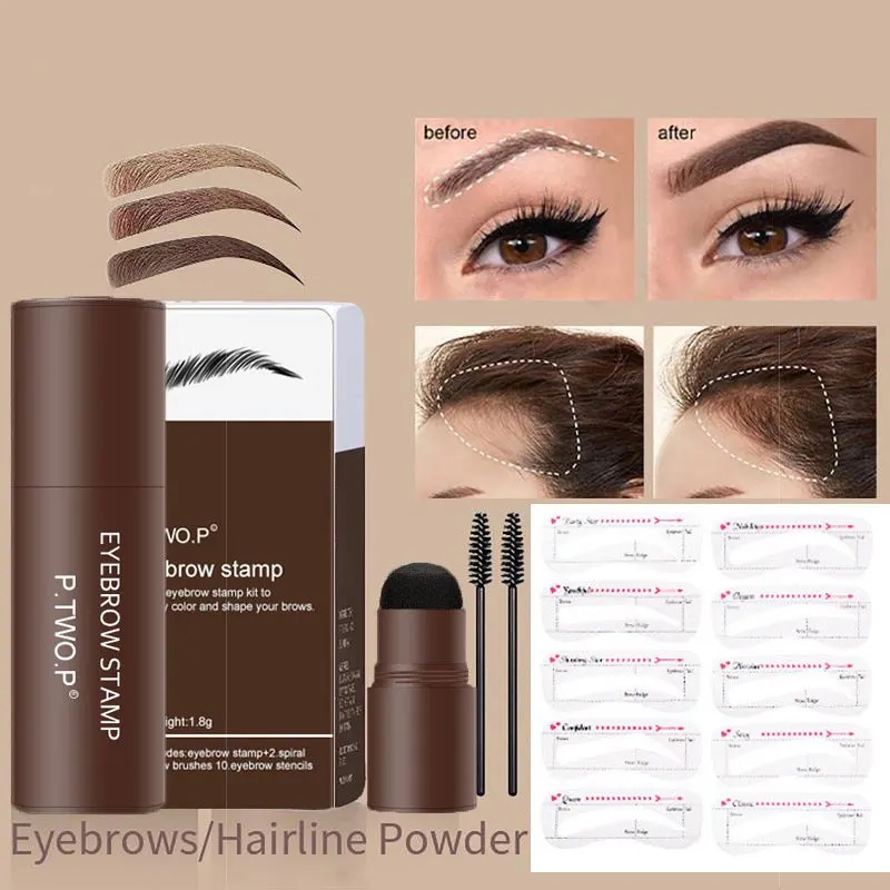 Kit per modellare timbri in polvere per sopracciglia Pennelli per trucco impermeabili a lunga durata Matita per pittura per sopracciglia Sopracciglia Stencil Cosmetici coreani