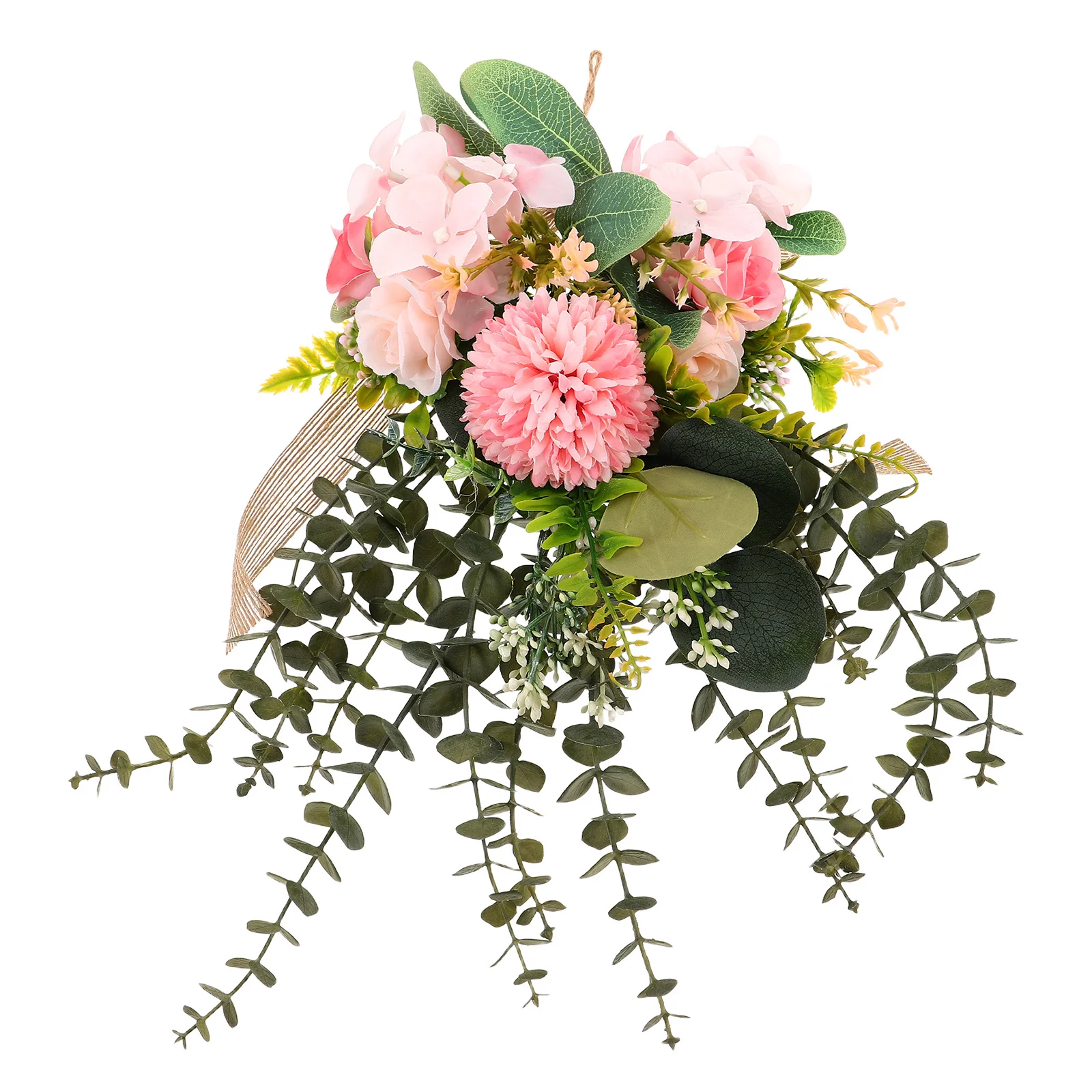 

Artificial Chrysanthemum Pink Wreath Swag Eucalyptus Hanging Decoration Kitchen Doors Windows Walls Spring Summer Floral Wall