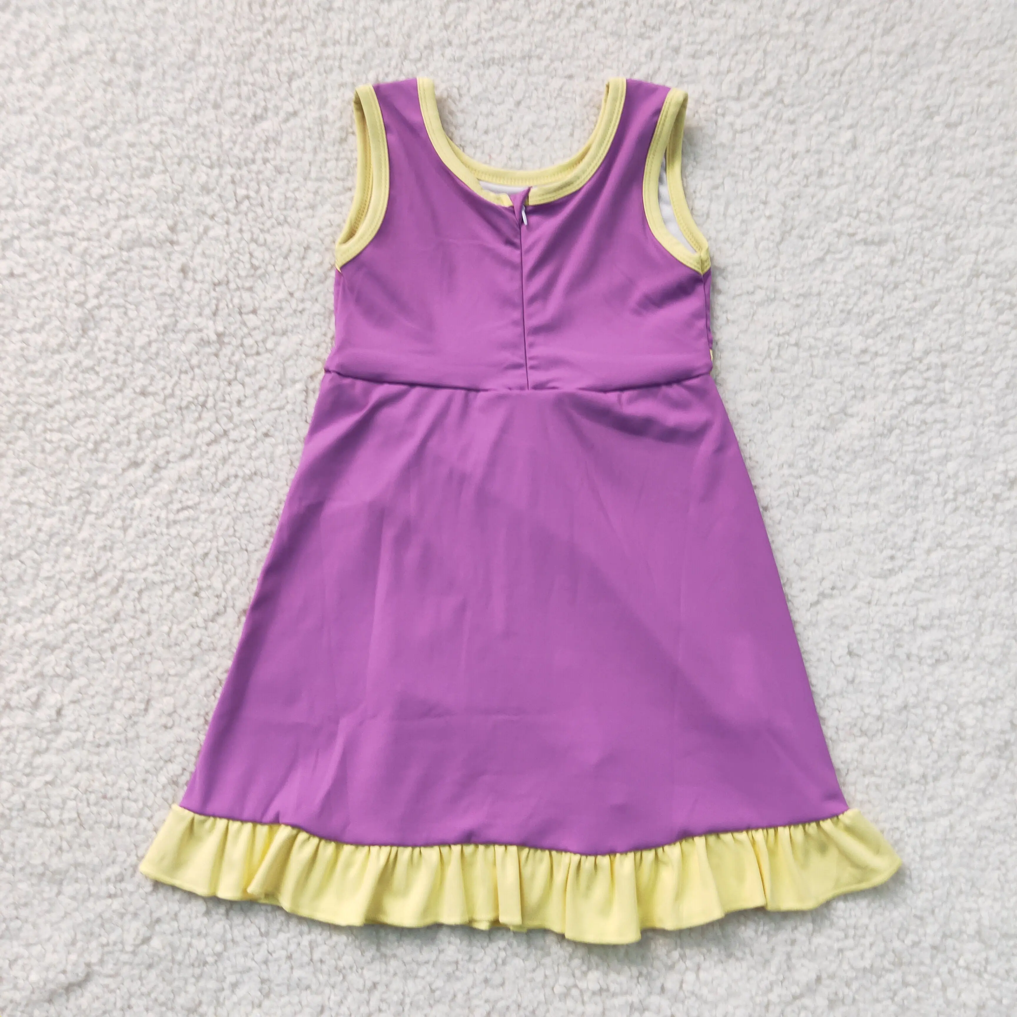 Wholesale Infant Kids Ruffle Skirt Shorts Toddler Skort Yoga Sleeveless Zipper Dress Purple Clothes Baby Girl Active Clothing