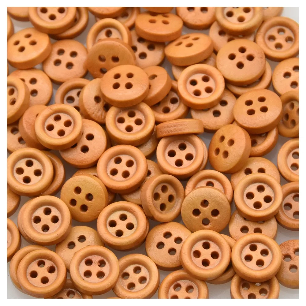100 قطعة 10 مللي متر مختلط الألوان الصغيرة الخشب الطبيعي زر Diy بها بنفسك الأنابيب المستديرة 4 ثقوب أزرار خشبية الخياطة اكسسوارات الملابس للأطفال