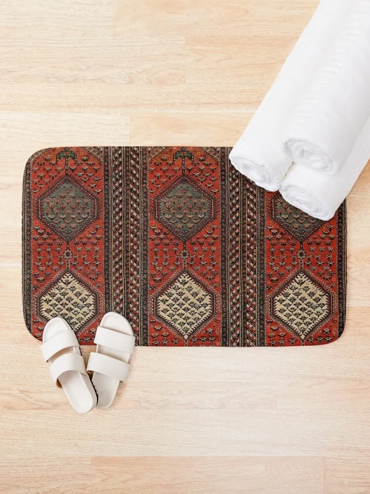 Oriental red runner pattern - hexagons Bath Mat Front Door Kitchen Rug Mat