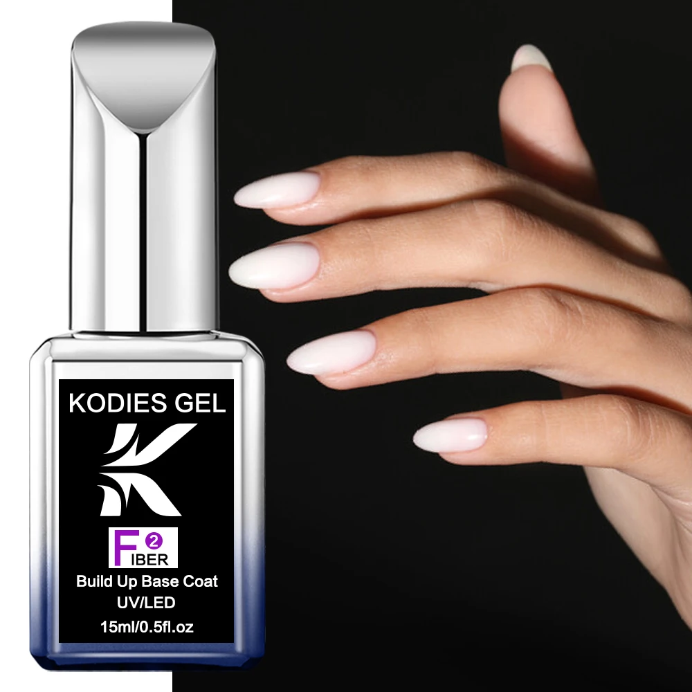KODIES GEL Fiber Base Gel Polish Milky White Builder Nail Construction Gel for Extension Clear Semi Permanent UV/LED Nails Art