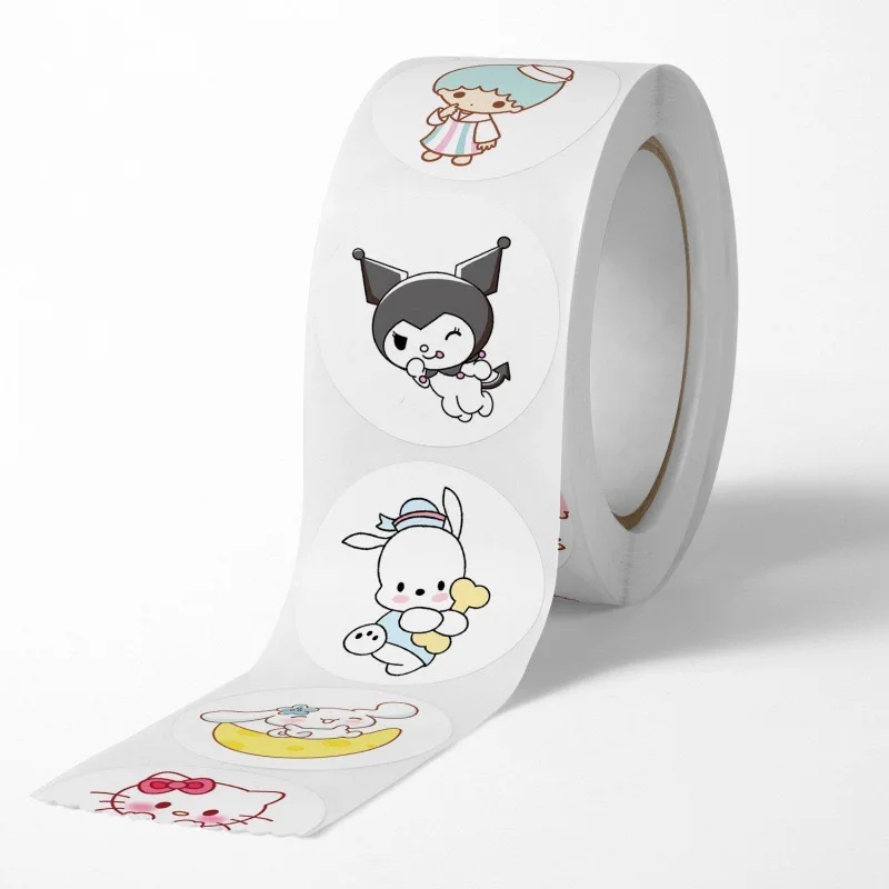 500 PCS/ม้วน Sanrio Hello Kitty Kuromi สติกเกอร์แล็ปท็อป Graffiti Decals ของเล่นเด็กสเก็ตบอร์ดกระเป๋าเดินทางตกแต่งสติกเกอร์การ์ตูนของขวัญ