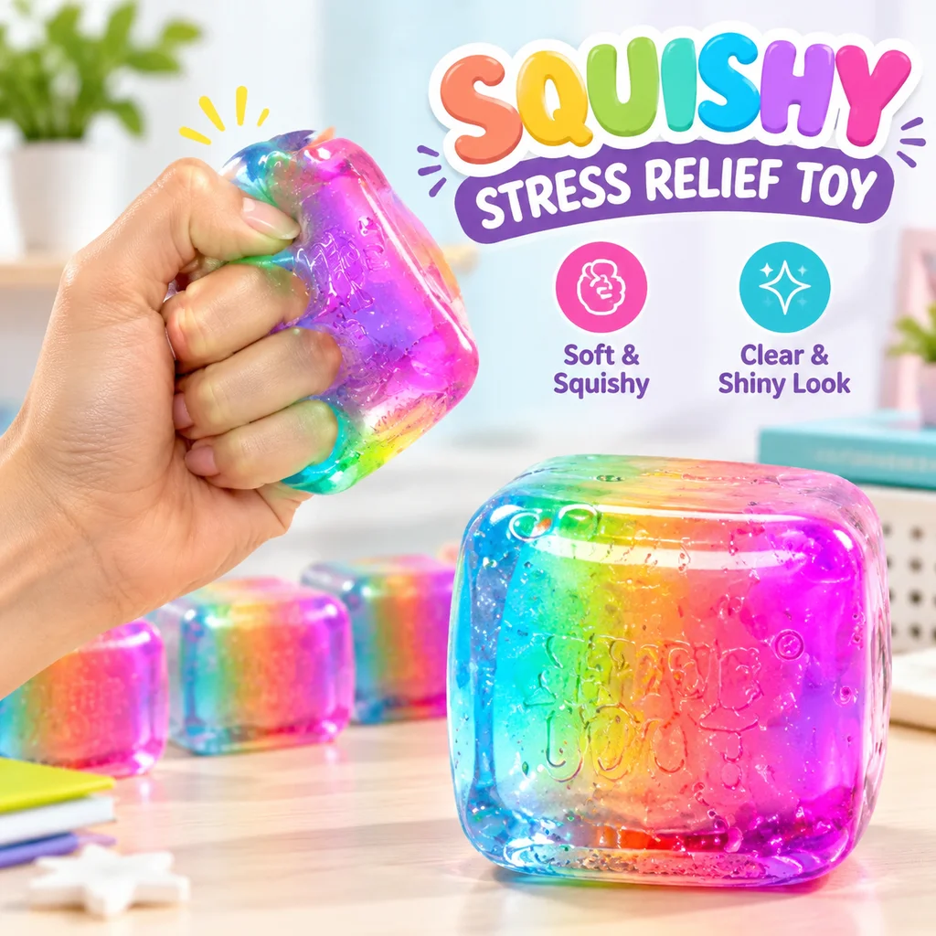 Maltose Needoh Rainbow Ice Cube Squishy Slow Rising Stress Relief Decompression Creative Cross Border Novelty Gift Hot Sale