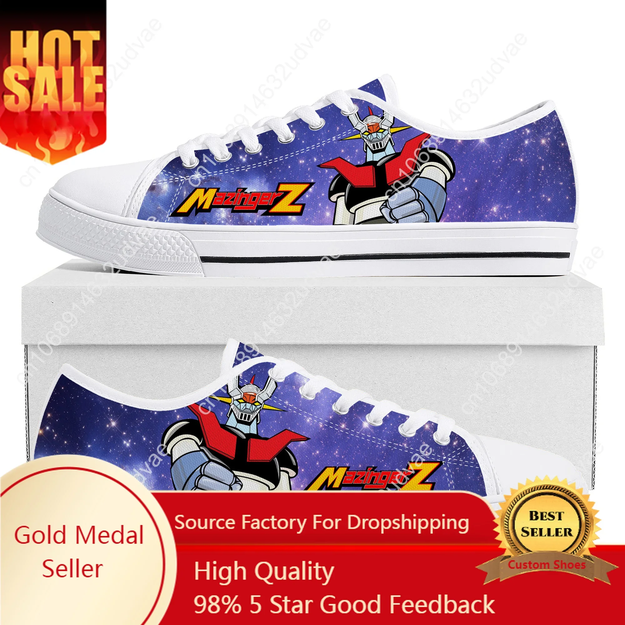 

Cartoon Manga Mazinger Z Low Top Sneakers Mens Womens Teenager High Quality Canvas Sneaker Couple Shoes Anime Comics Custom Shoe