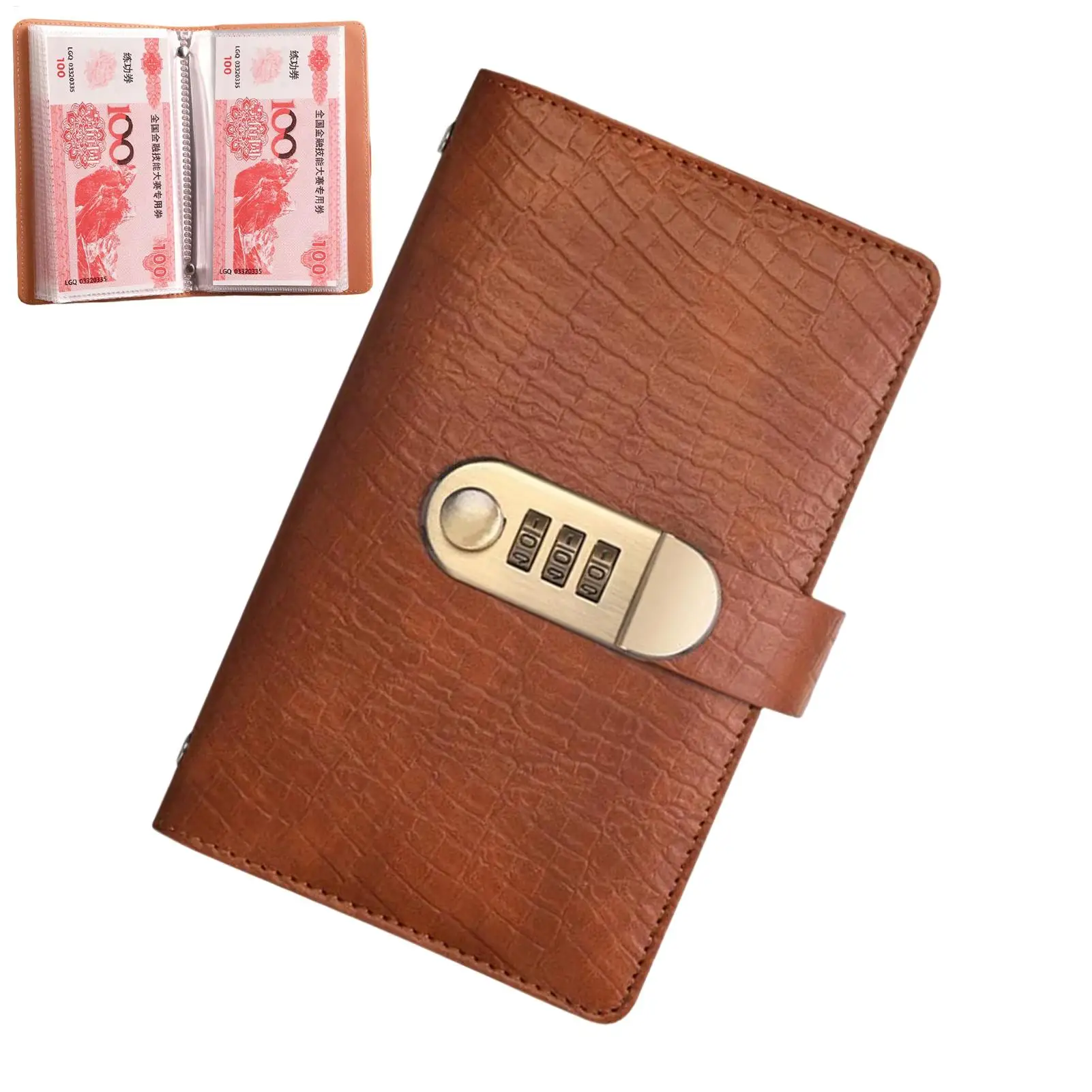 Bargeld-Einzahlungsbuch Geld-Spar-Challenge-Buch Organizer-Ordner mit Passwortschloss Bargeld-Sparbuch Großkapazitäts-Geldorganizer