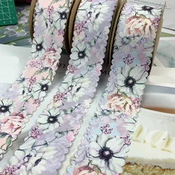 38MM 10Yards Double-Sided Flowers/Butterfly/Wavy Edge Ribbon Hair Bows DIY Crafts Handmade Accessories Clothing Shoe Material