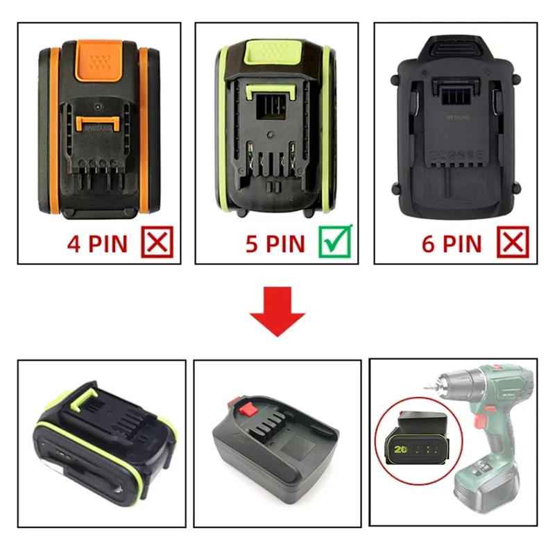 For Makita/Dewalt/Milwaukee/Bosch/Worx/Kress/Metabo/Ridgid/Hitachi/Devon/Stanley 18V Battery Adapter Convert For Bosch PBA Tool