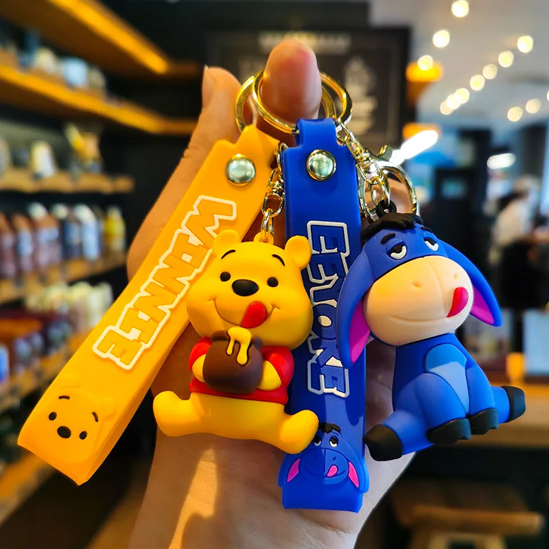 Animated Disney Cartoon Key Chain Winnie the Pooh Eeyore Tigger Piglet cute school bag pendant adorns the doll child key chain b