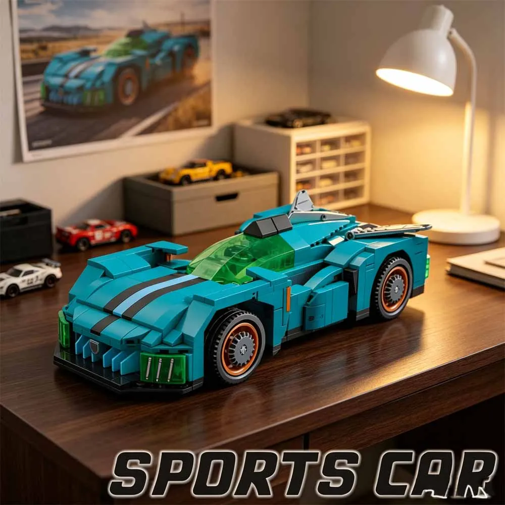 NEX Building Blocks Car Remote Control Race Car Model DIY Assemble Bricks STEM Creative Assembly Toy Collectible Sports Car Display Decoration Gift For Teens Adults Compatible With Standard Building Blocks 594pcs