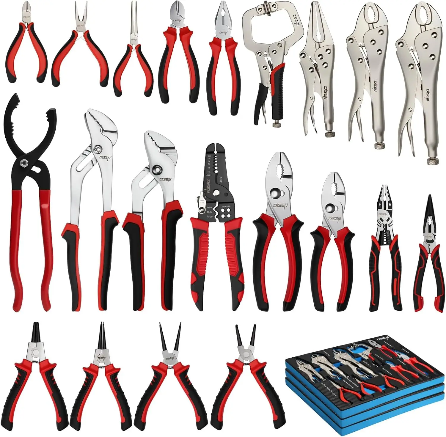 

Pliers Set, 21 Pieces Full Assortment of Plier with EVA, Versatile Pliers Tool Set for Plyers Ideal