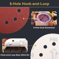 5 Inch 8 Hole 125mm Sandpaper Round Shape Sanding Discs Hook Loop Sanding Paper Buffing Sheet Sander Polishing Abrasive Discs 4