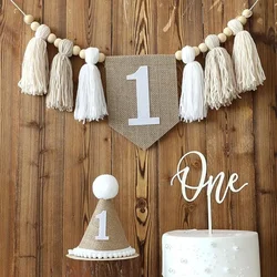 1st Birthday High Chair Banner Boho Wall Decor Party Decoration for Girl Baby Shower First Birthday Gift