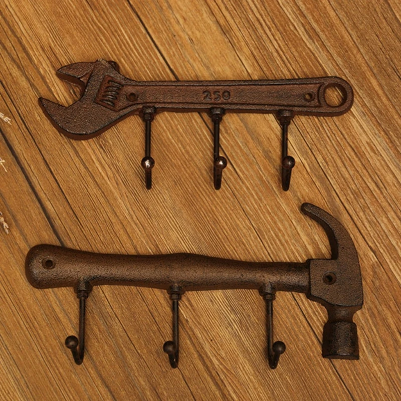 Retro Hammer Wrench Hook Bedroom Door Back Wall Hanger Coat Keys Holder Drop shipping