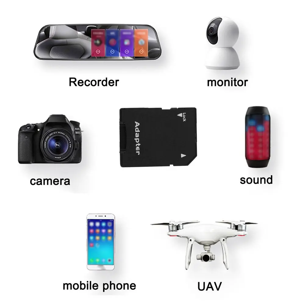 Micro Trans-Flash Card Adapter Converter, Tablet de alta velocidade, TF Cards, Converter Adaptador para Câmera